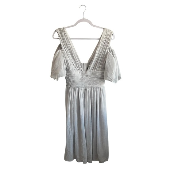 French Connection ~ Gray Chiffon Cold Shoulder Flare Party Dress, New with Tags - Picture 4 of 8